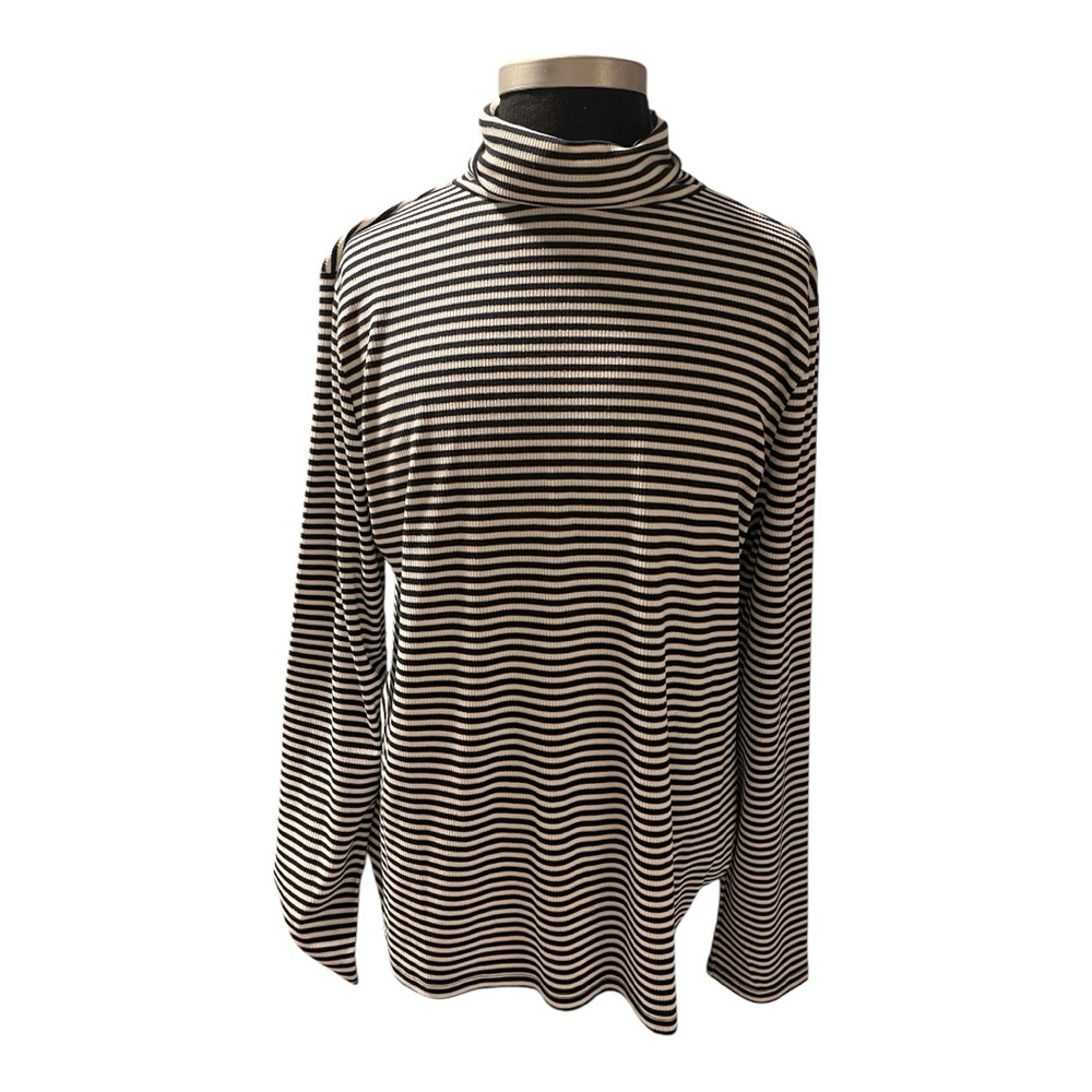 LOFT Monochrome Striped Cowl Neck Sweater